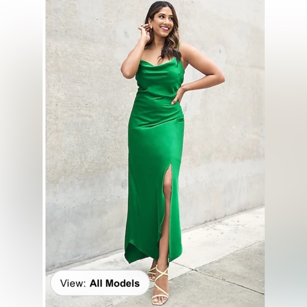 Express Asymmetrical Green Dress